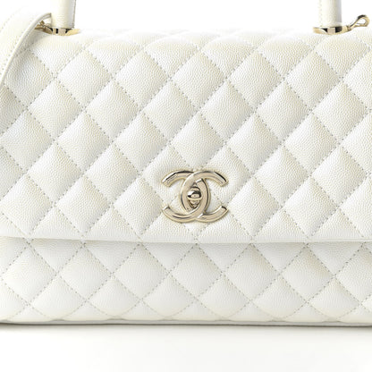 Chanel Iridescent Caviar Quilted Small Coco Handle Flap White 10 of 10
