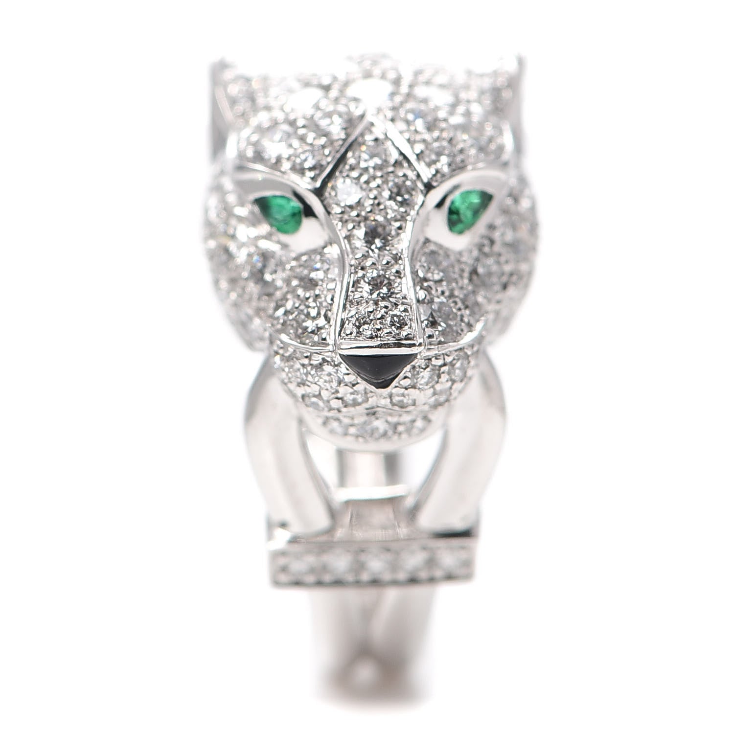 Cartier 18K White Gold Diamond Emerald Black Onyx Panthere de Cartier Ring 49 4.75 3 of 7