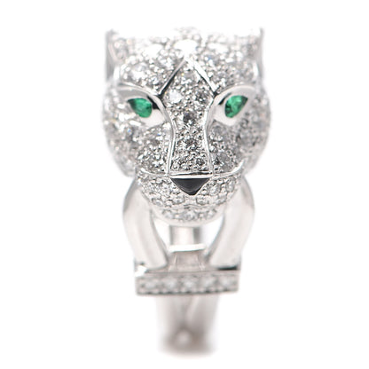 Cartier 18K White Gold Diamond Emerald Black Onyx Panthere de Cartier Ring 49 4.75 3 of 7