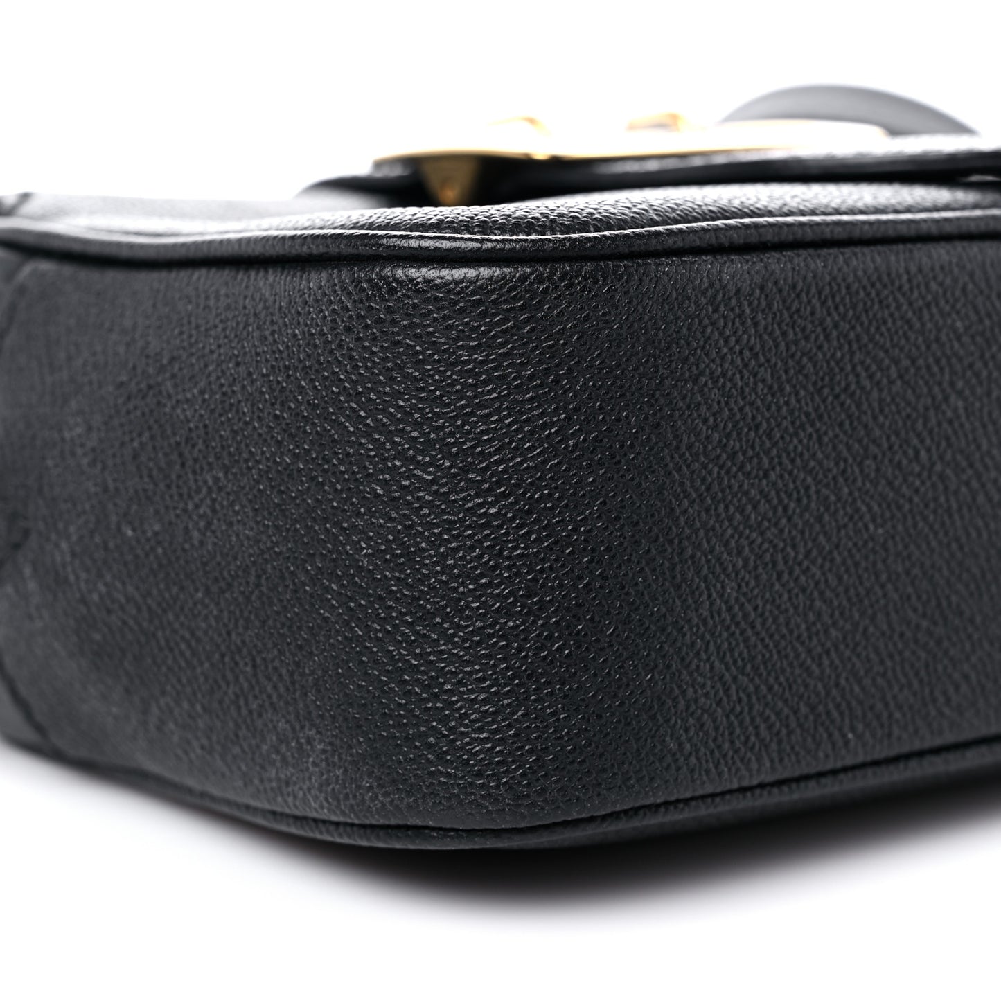 Soft Grain Calfskin Small Buckle Zip Bag Black