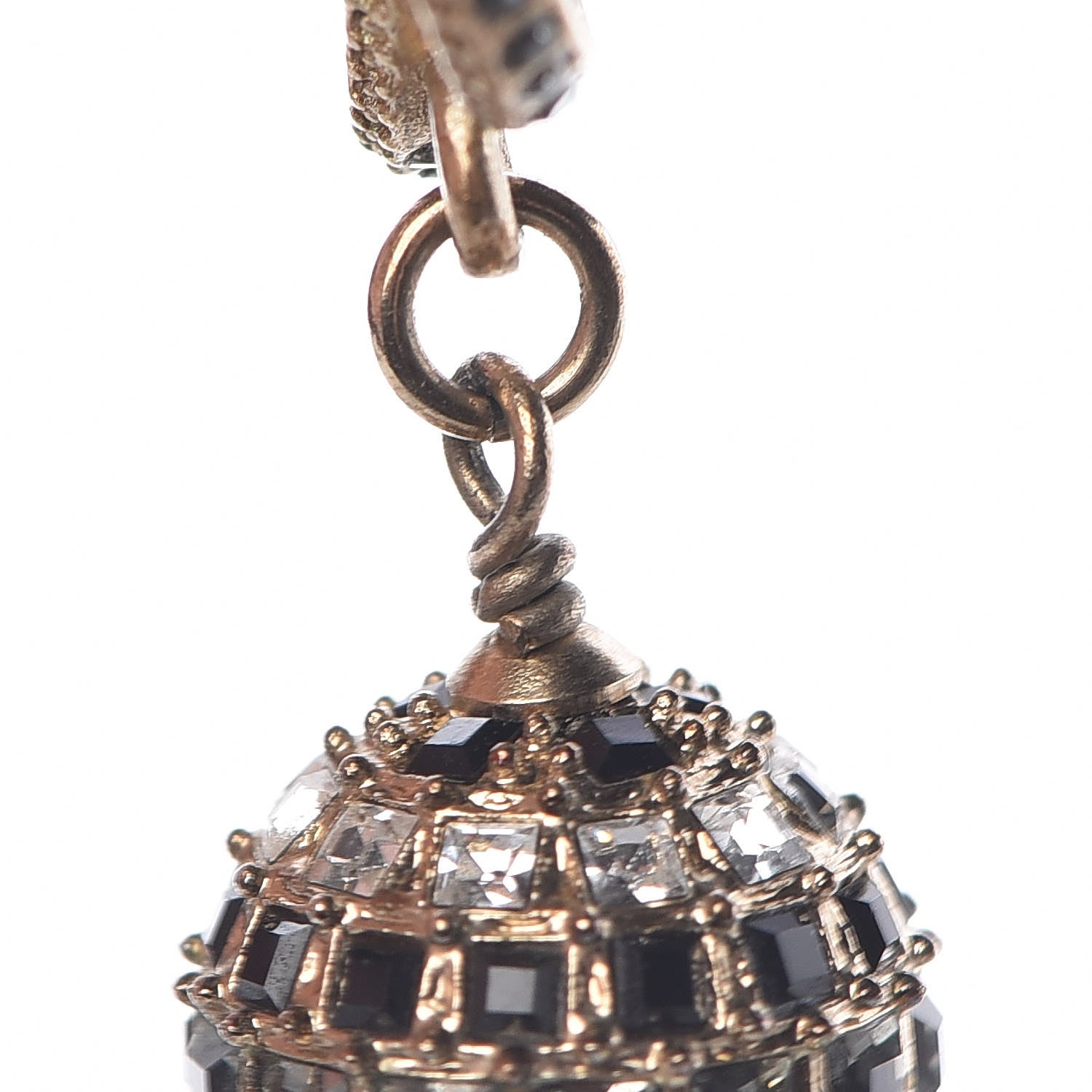 Chanel Baguette Crystal CC Drop Earrings Gold Black 6 of 6