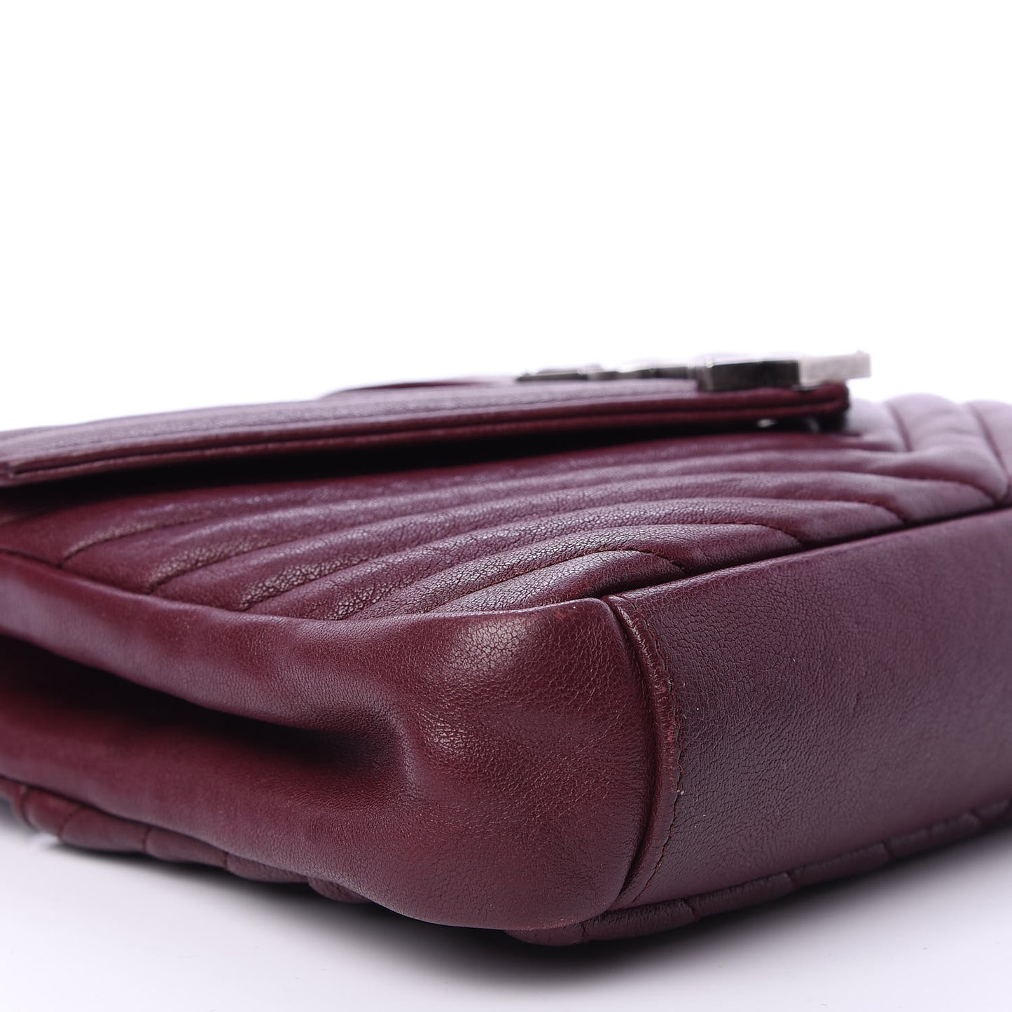 Sheepskin Matelasse Chevron Monogram Medium College Bag Amaranto