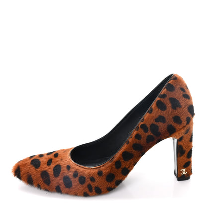Chanel Pony Hair Lambskin Pumps 37.5 Brown Black 1 of 10