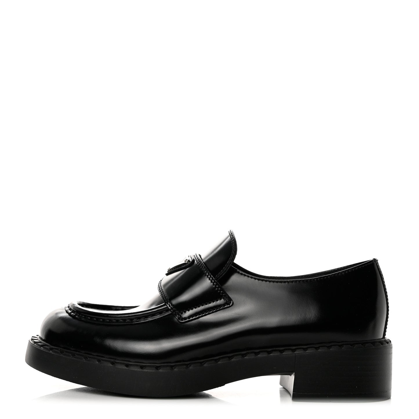 Spazzolato Metal Triangle Logo 50mm Loafers 38.5 Black