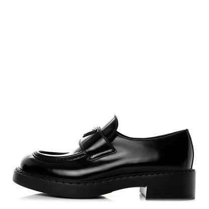 Prada Spazzolato Metal Triangle Logo 50mm Loafers 38.5 Black 1 of 9