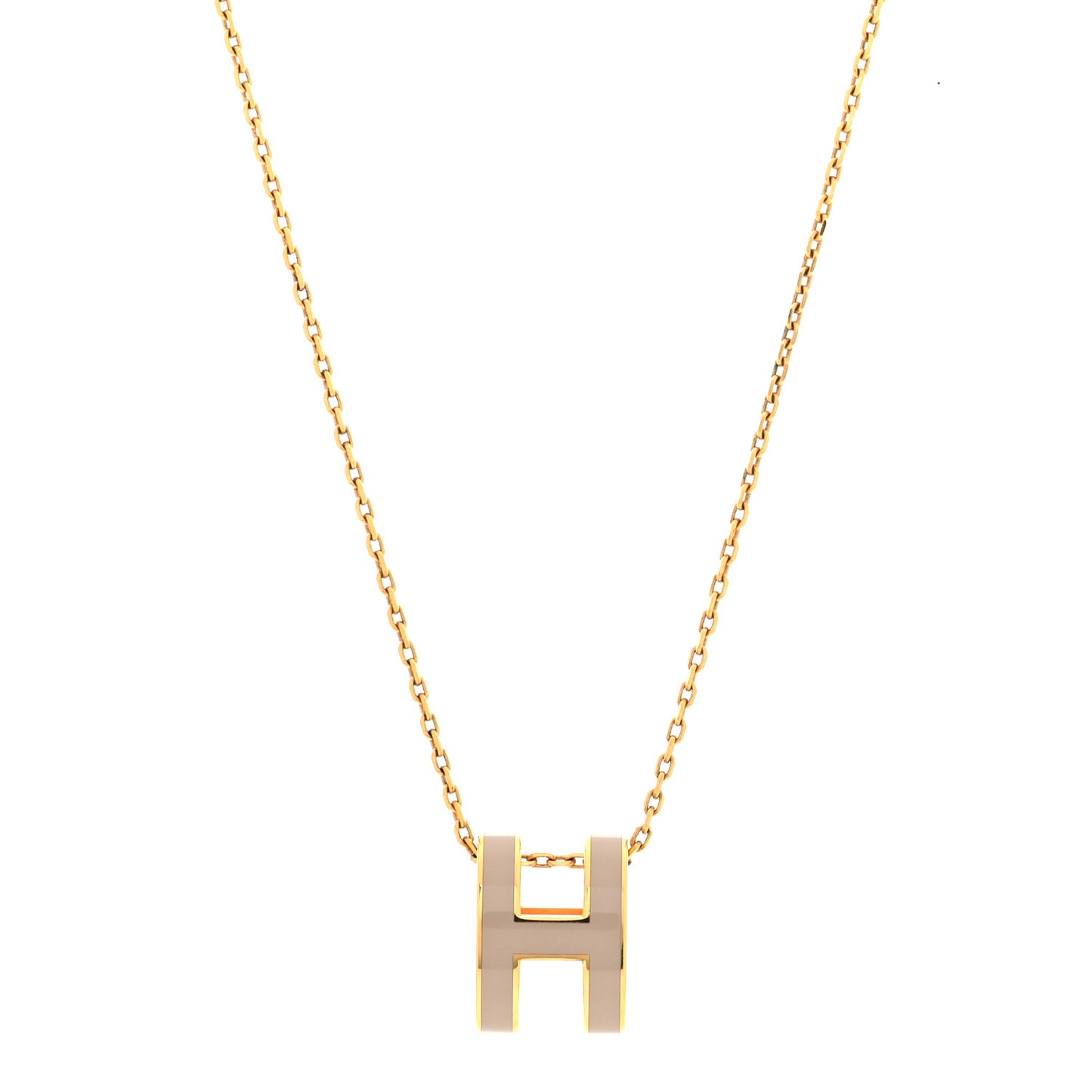 Lacquered Gold Pop H Pendant Necklace Marron Glace