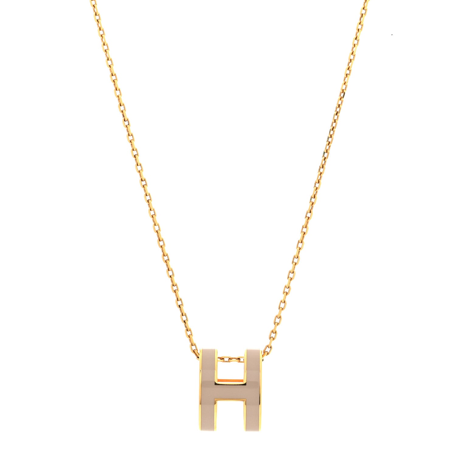 Hermes Lacquered Gold Pop H Pendant Necklace Marron Glace 1 of 6