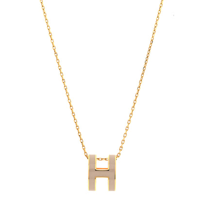 Hermes Lacquered Gold Pop H Pendant Necklace Marron Glace 1 of 6
