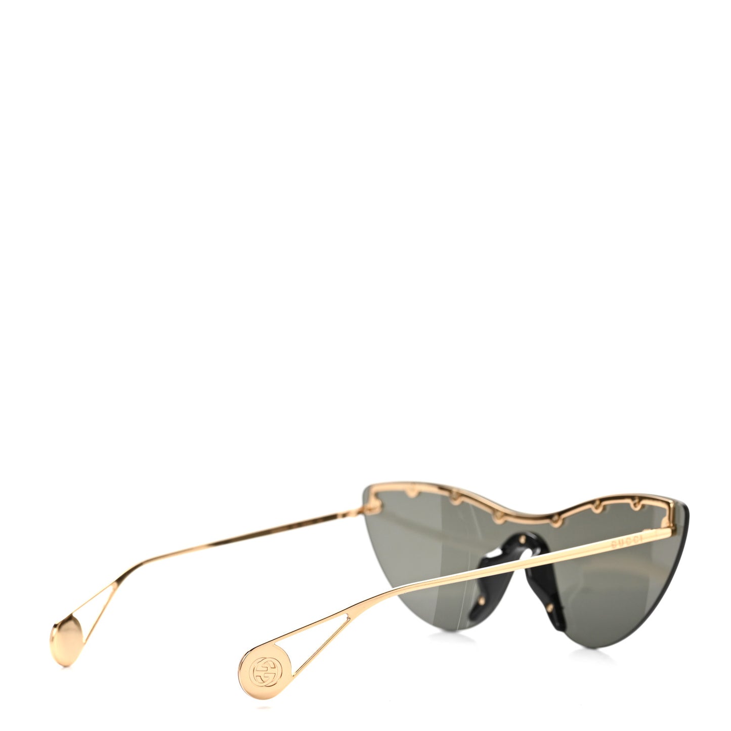 Metal Rimless Star Studded 90mm Cat Eye GG0666S Sunglasses Black Gold