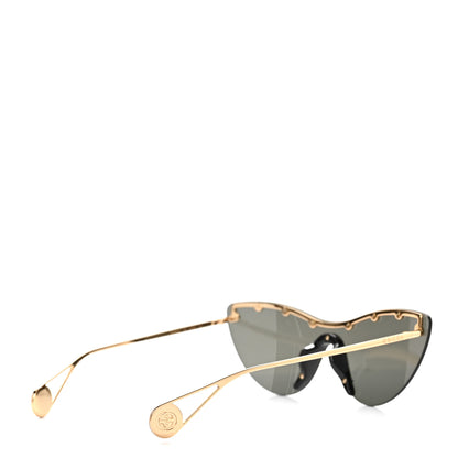 Gucci Metal Rimless Star Studded 90mm Cat Eye GG0666S Sunglasses Black Gold 4 of 7