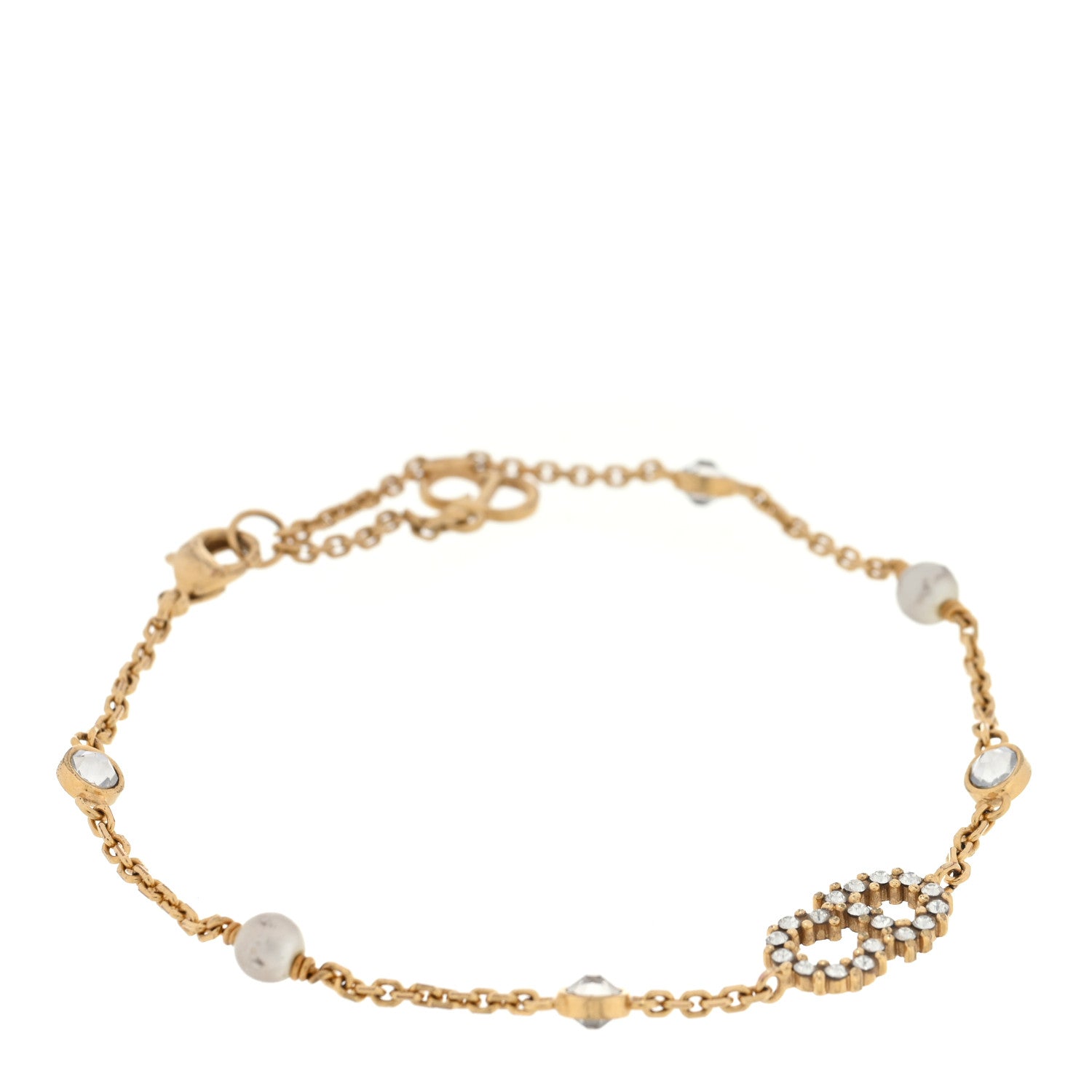 Christian Dior Crystal Pearl Clair D Lune Bracelet Gold 1 of 3