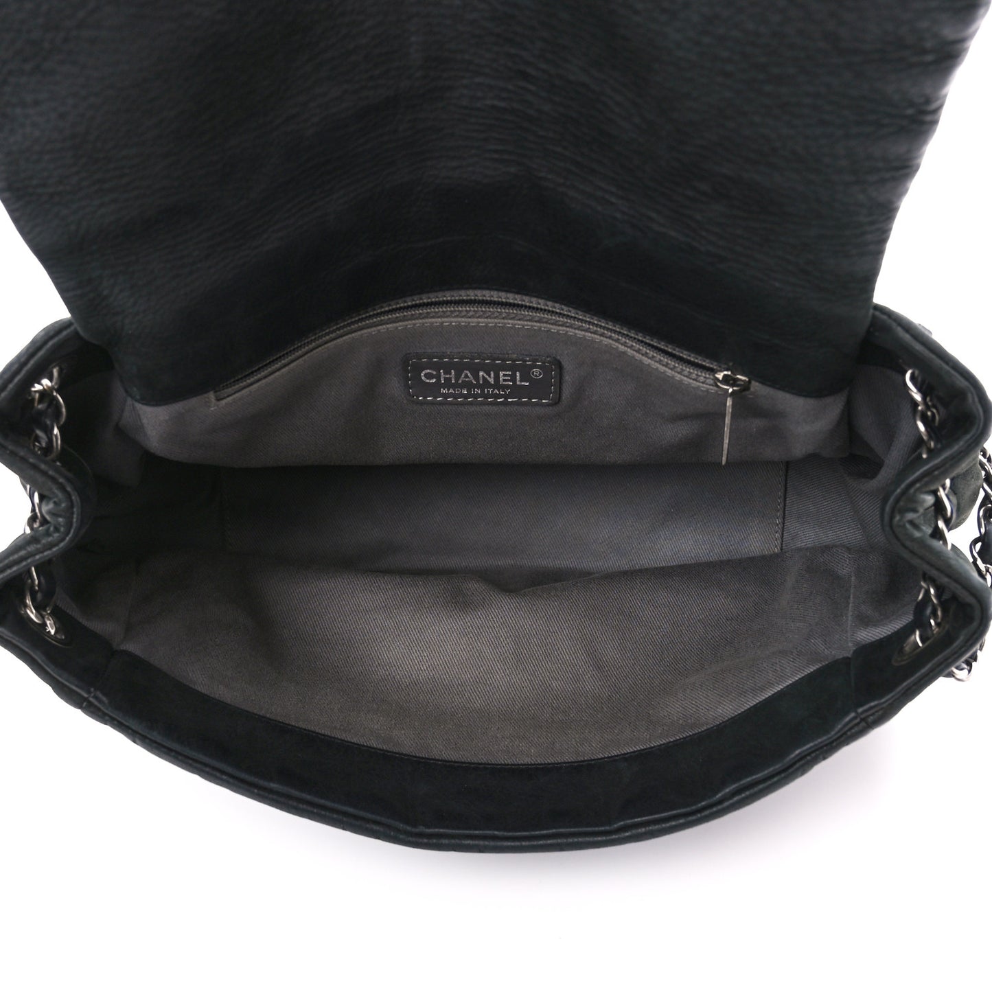 Iridescent Calfskin Glint Accordion Flap Black