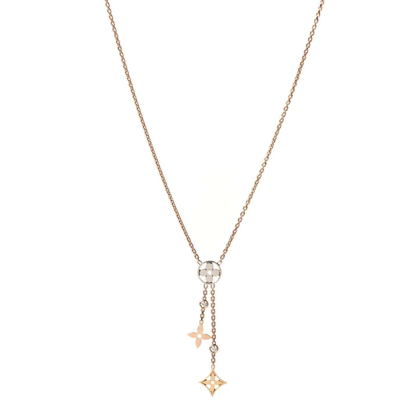 18K Yellow White Rose Gold Diamond Idylle Blossom Y Pendant Necklace