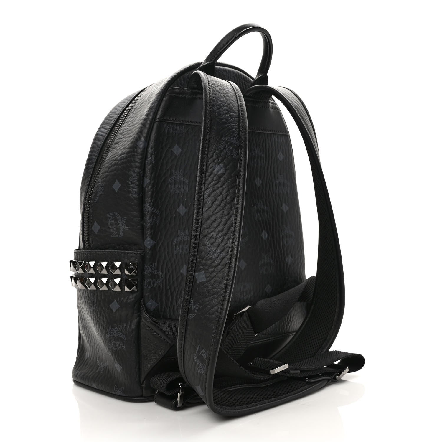 MCM Visetos Small Side Stud Stark Backpack Black 3 of 9