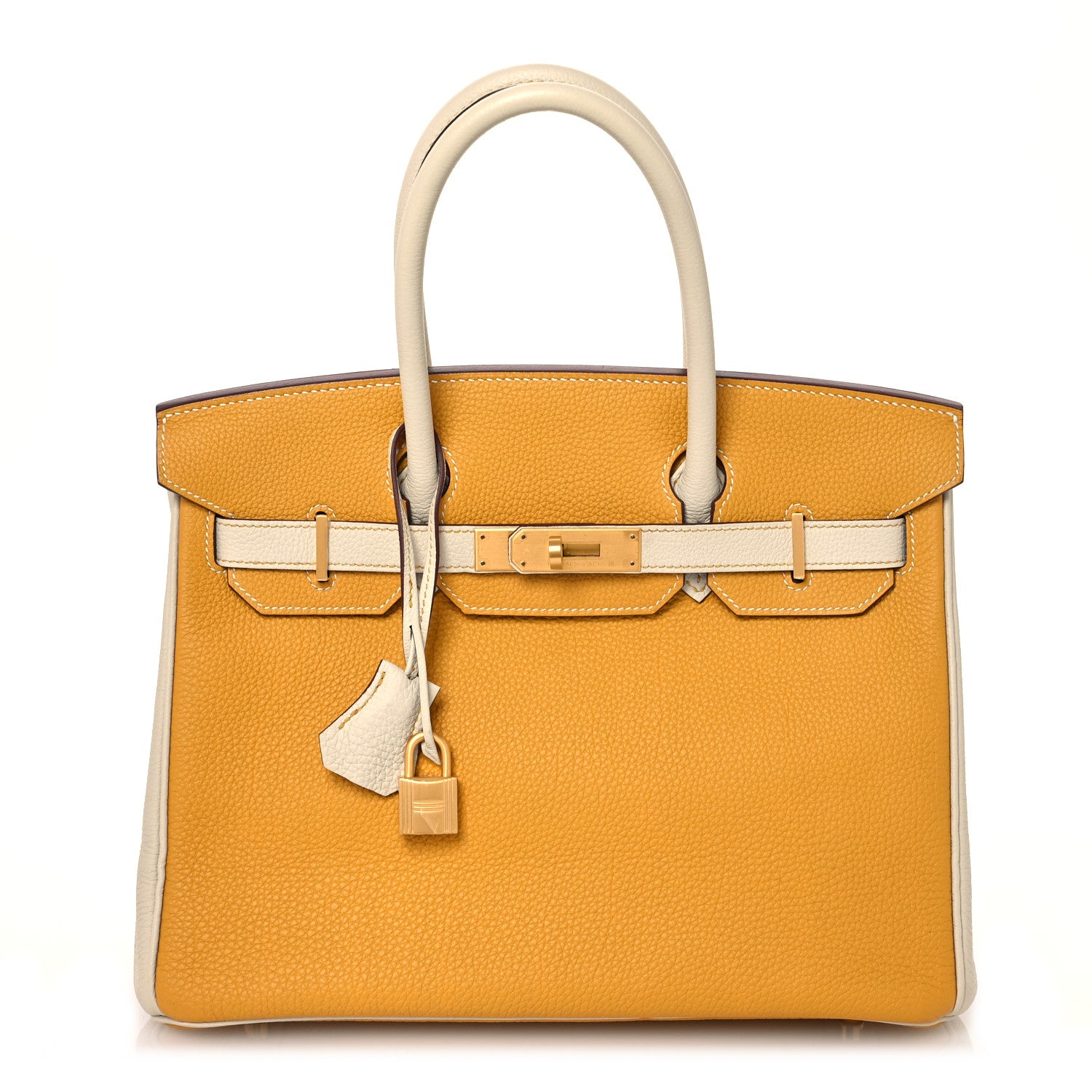 Hermes Togo Horseshoe Birkin 30 Jaune Ambre Craie 1 of 11