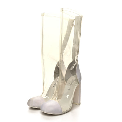 Chanel PVC Grosgrain High Boots 38 Transparent White 3 of 13