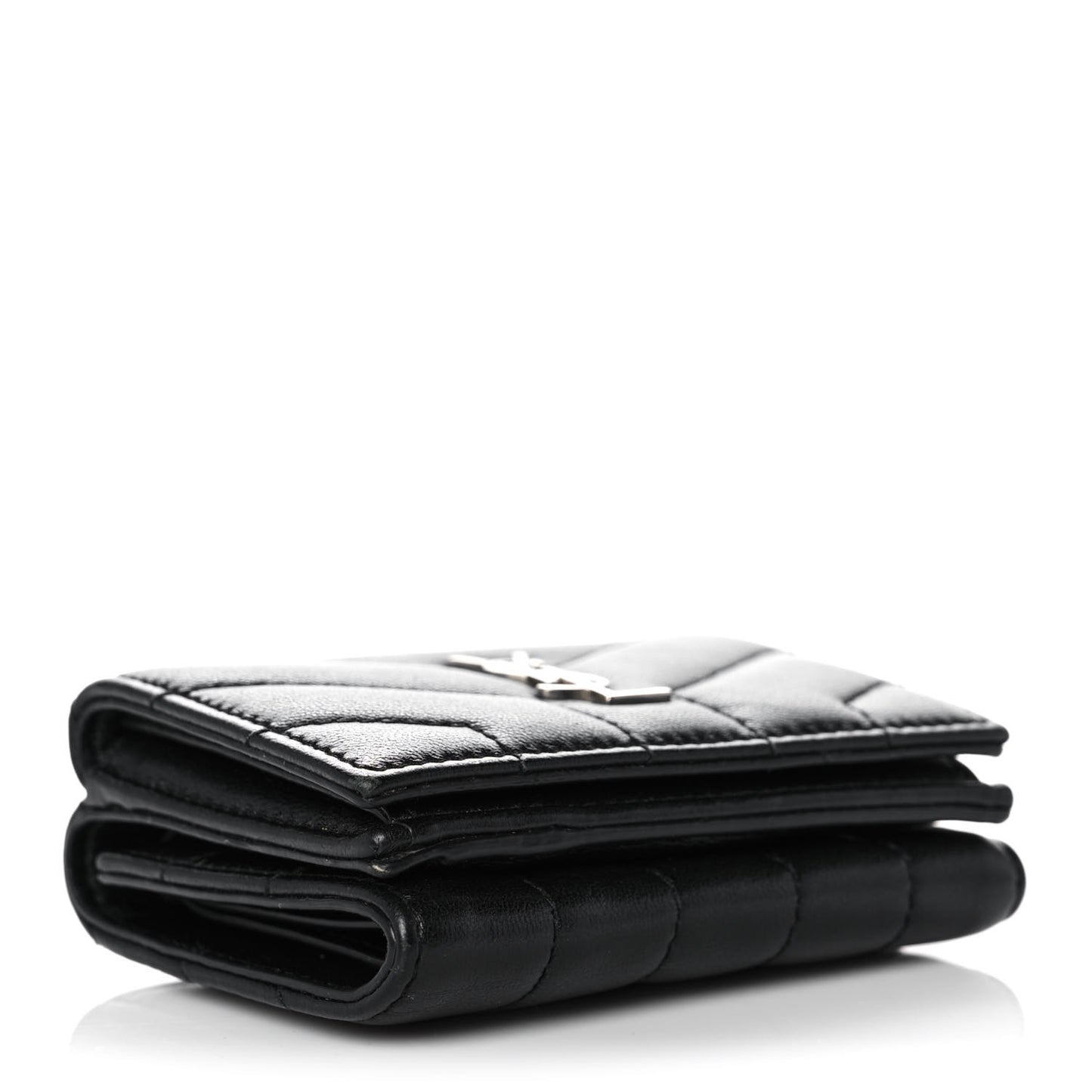Lambskin Y Quilted Monogram Loulou Tiny Wallet Black