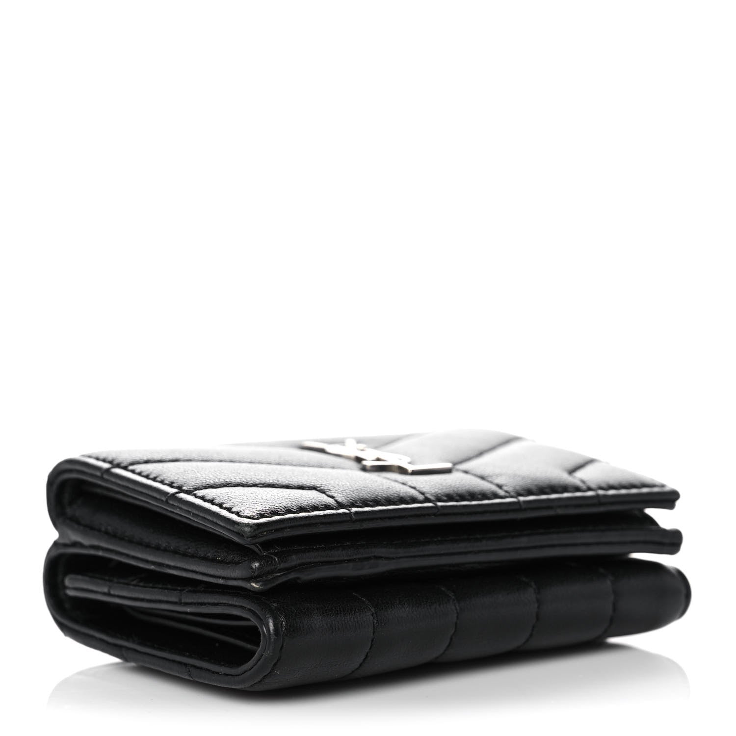 Saint Laurent Lambskin Y Quilted Monogram Loulou Tiny Wallet Black 4 of 12