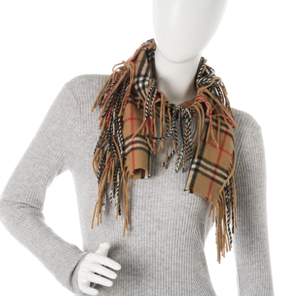 Burberry Cashmere House Check Fringe Scarf Camel 2 of 4