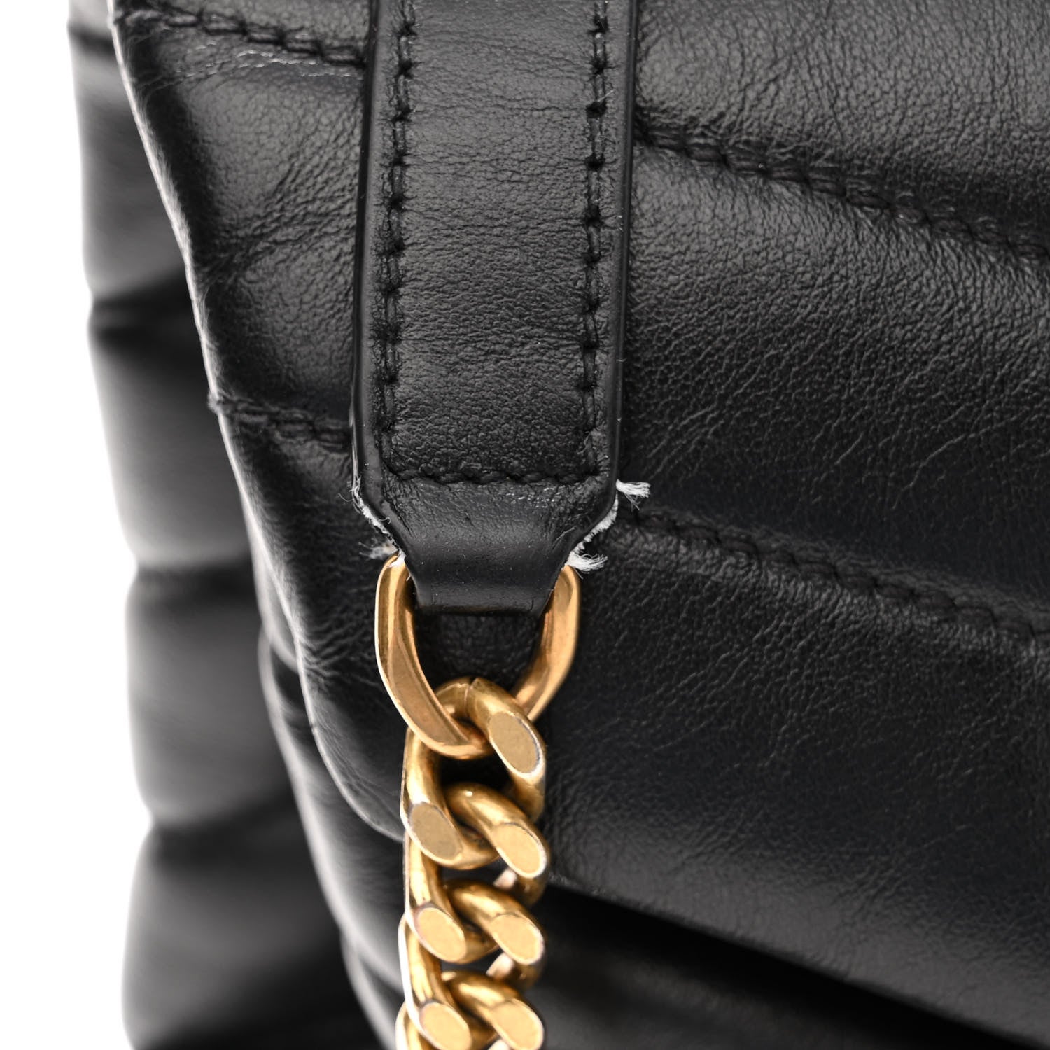 Saint Laurent Calfskin Y Quilted Monogram Medium Loulou Chain Satchel Black 9 of 13