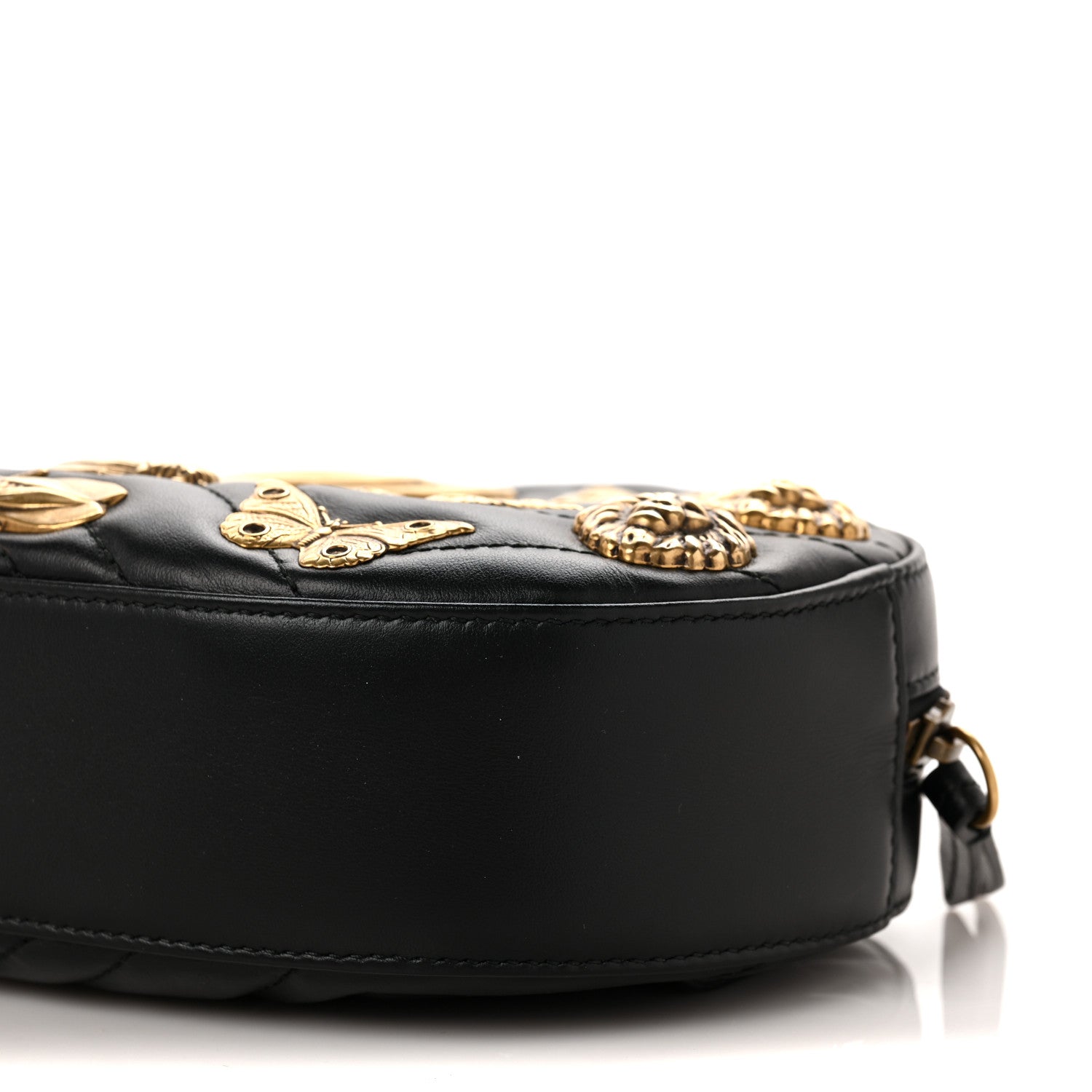 Gucci Calfskin Matelasse Animal Studs GG Marmont Belt Bag 85 34 Black 10 of 10