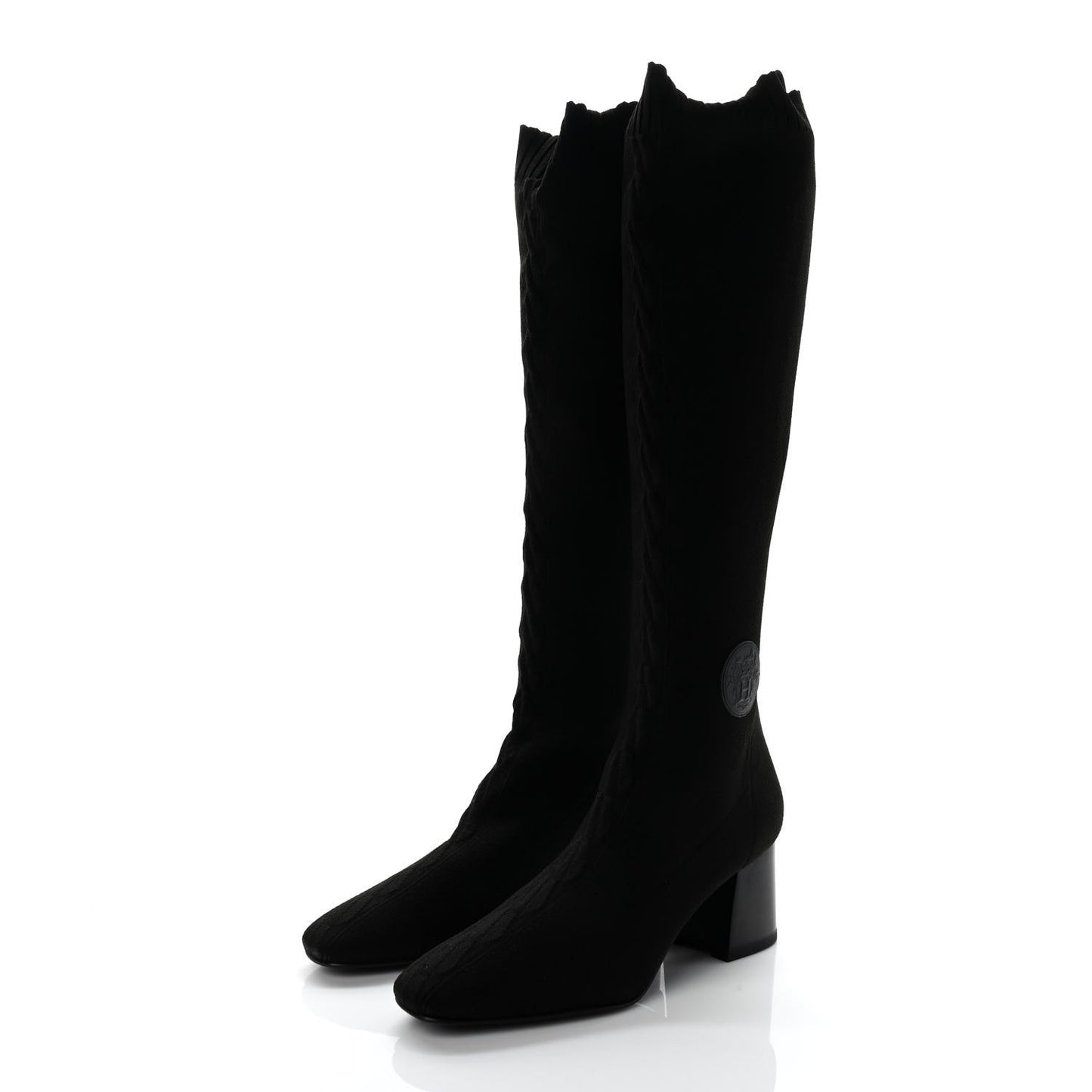 Knit Calfskin Fontaine 60 Boots 38 Black