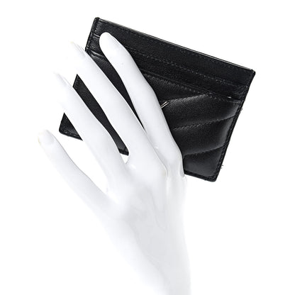 Saint Laurent Calfskin Y Quilted Monogram LouLou Credit Card Case Black 2 of 10