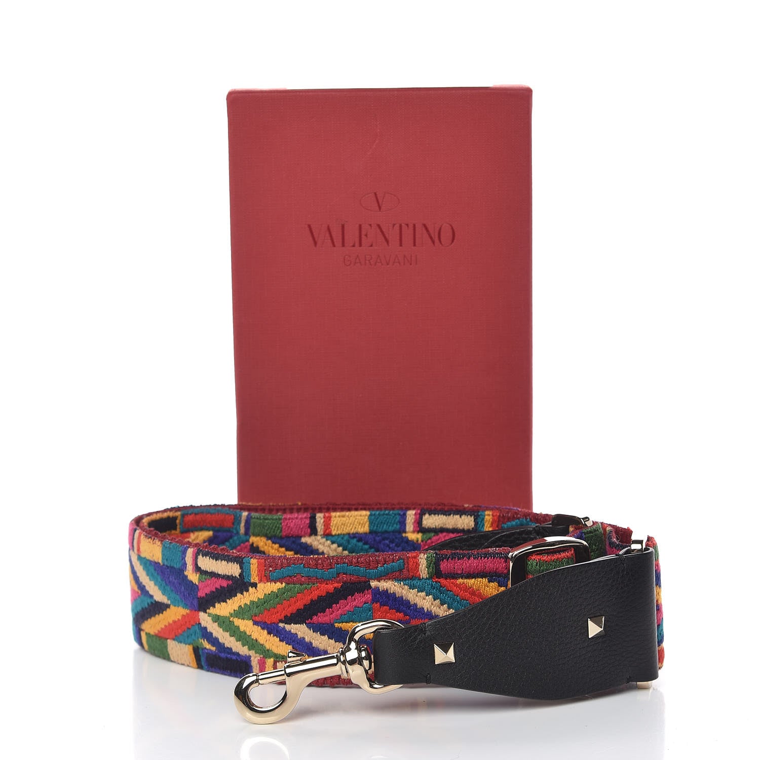 Valentino Garavani Canvas Native Couture 1975 Embroidered Rockstud Guitar Strap Multicolor 5 of 5