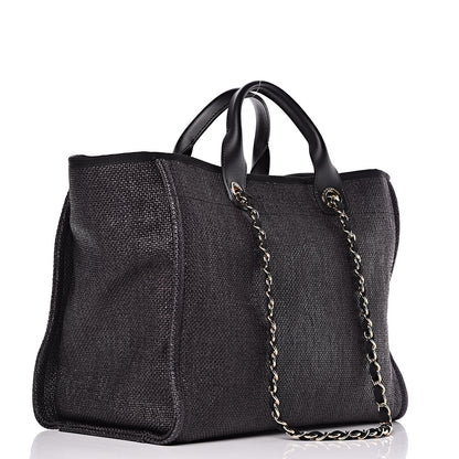 Chanel Woven Straw Raffia Large Deauville Tote Black 3 of 9