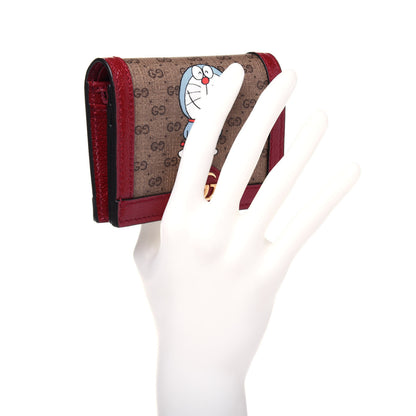 Gucci X DORAEMON Mini Vintage GG Supreme Monogram Card Case Wallet Beige Cherry Red 2 of 11