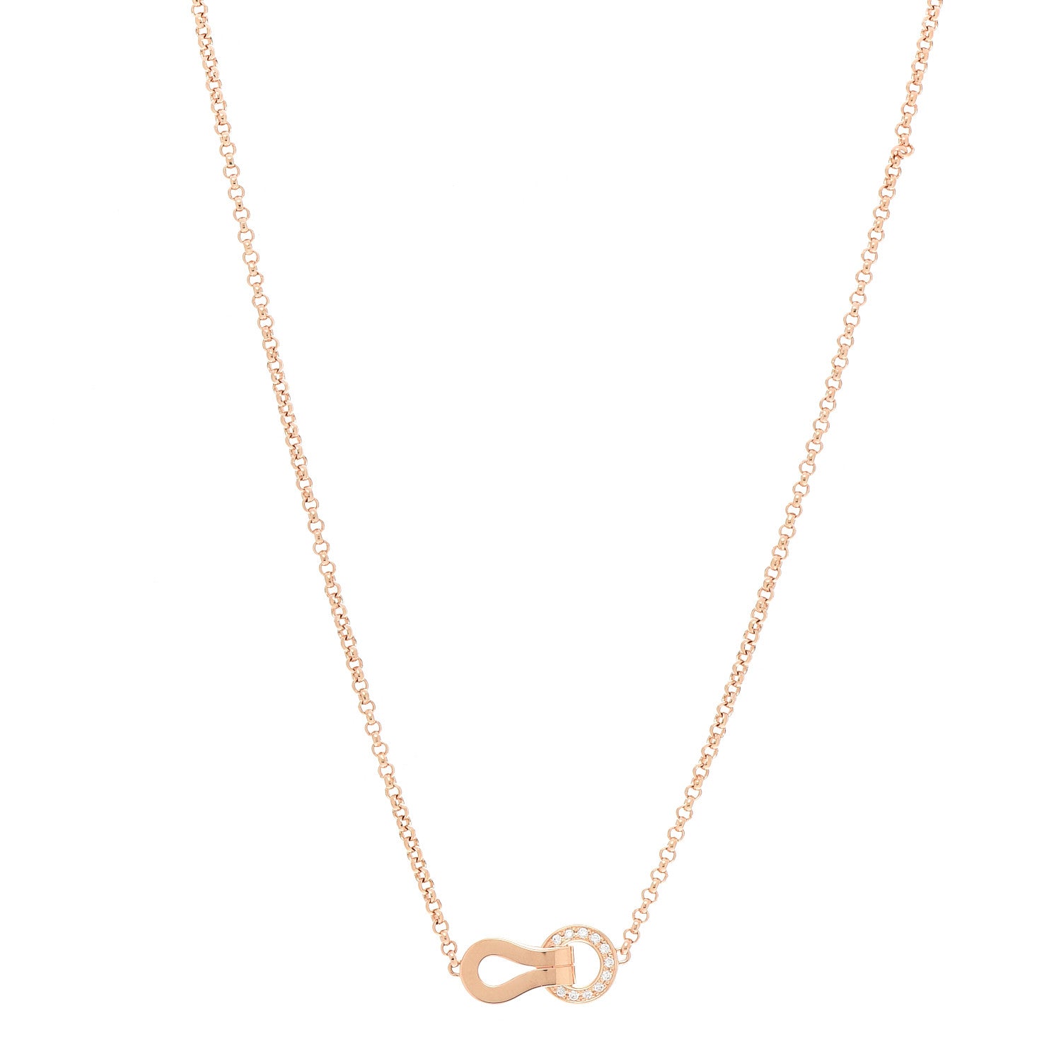 Cartier 18K Pink Gold Diamond Agrafe Paved Pendant Necklace 1 of 6