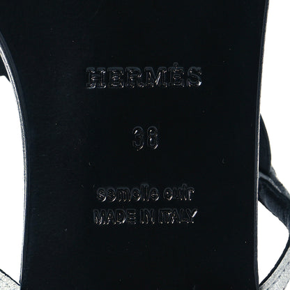 Hermes Metallic Suede Goatskin Beach Sandals 38 Silver 6 of 9