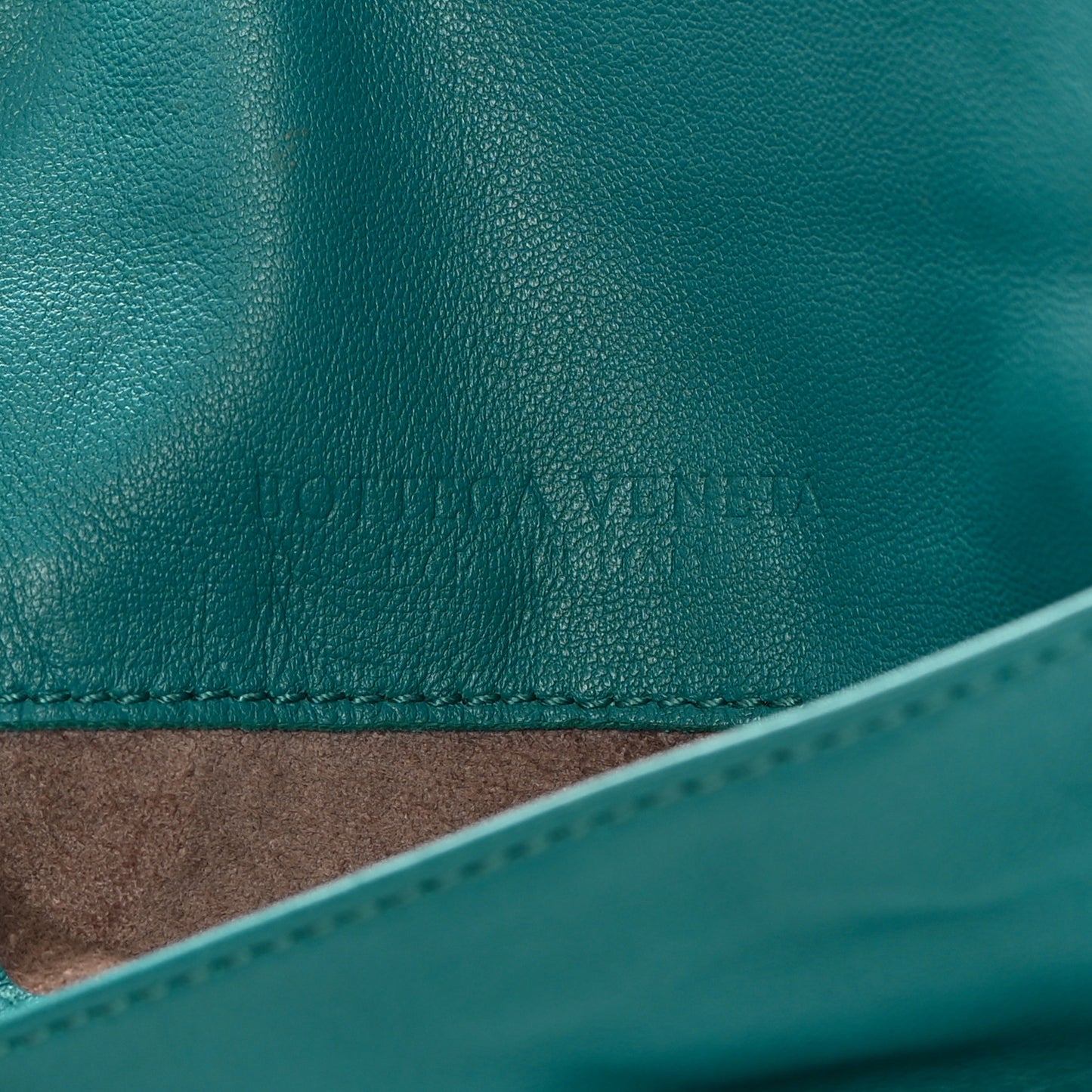 Nappa Intrecciato Small Chain Crossbody Teal