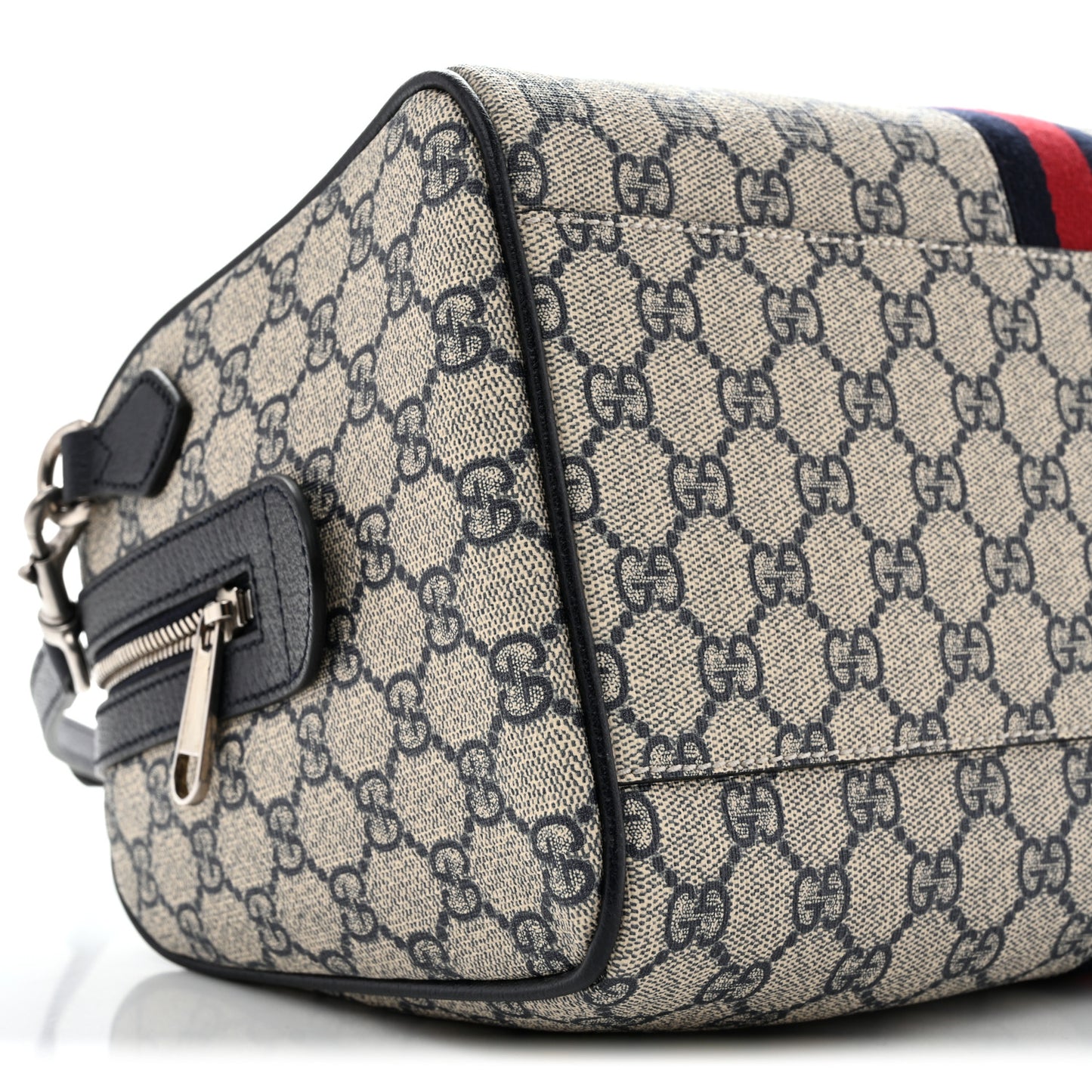 GG Supreme Monogram Web Medium Ophidia Top Handle Bag Beige Blue