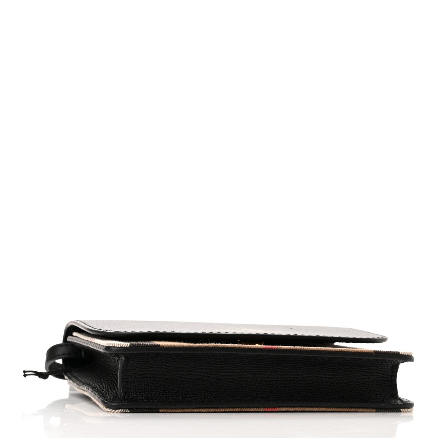Grained Calfskin House Check Tartan Mix Hampshire Wallet On Chain Black