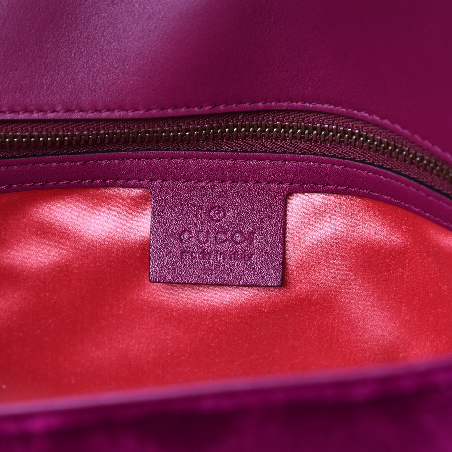 Velvet Matelasse Small GG Marmont Shoulder Bag Fuchsia Violet Cyclamen