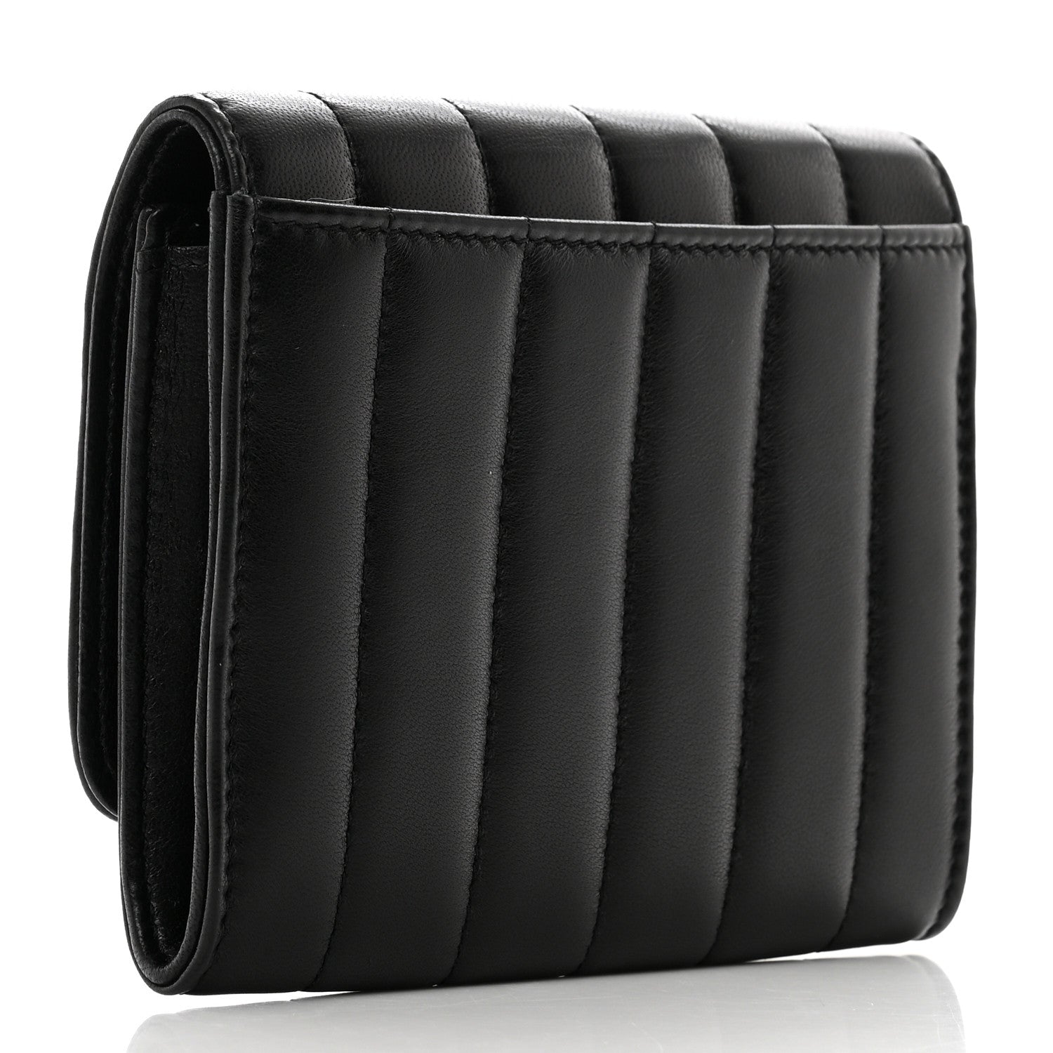 Saint Laurent Lambskin Matelasse Monogram Vicky Tri-Fold Wallet Black 3 of 8