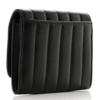 Saint Laurent Lambskin Matelasse Monogram Vicky Tri-Fold Wallet Black 3 of 8
