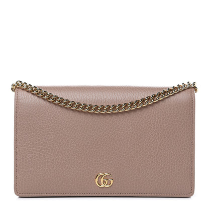 Gucci Calfskin Mini GG Marmont Chain Wallet Porcelain Rose 1 of 10