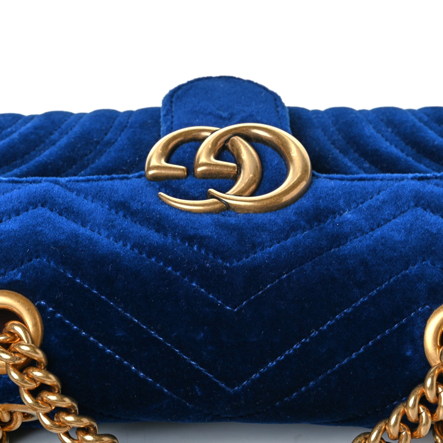Velvet Matelasse Mini GG Marmont Shoulder Bag Cobalt Blue