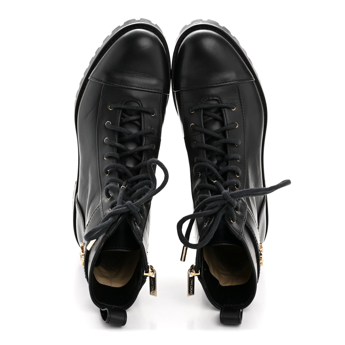 Shiny Calfskin Cayo Combat Boots 36.5 Black