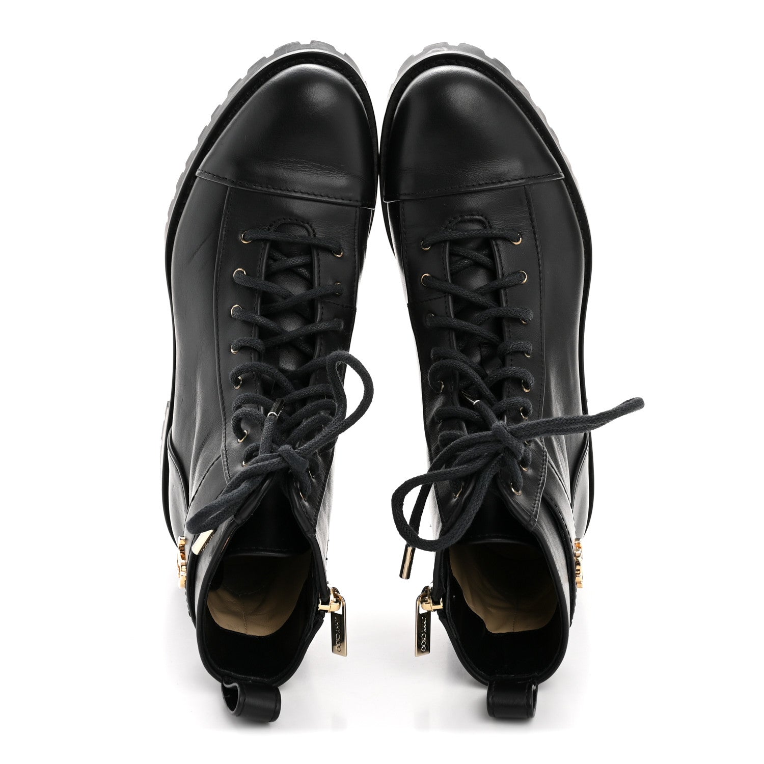 Jimmy Choo Shiny Calfskin Cayo Combat Boots 36.5 Black 2 of 11