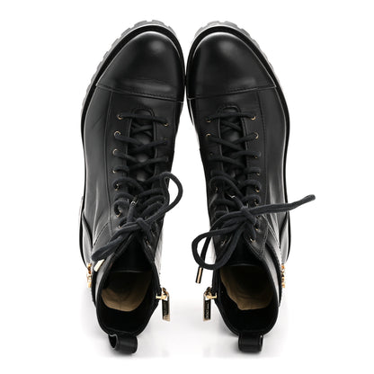 Jimmy Choo Shiny Calfskin Cayo Combat Boots 36.5 Black 2 of 11