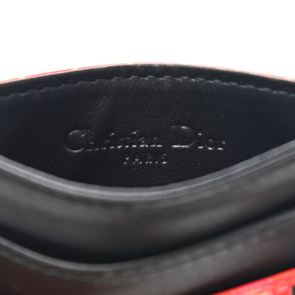 Christian Dior Calfskin Dino Print Card Holder Orange Multicolor 6 of 8