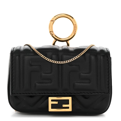 Fendi Nappa FF Embossed Nano Baguette Charm Black 1 of 7