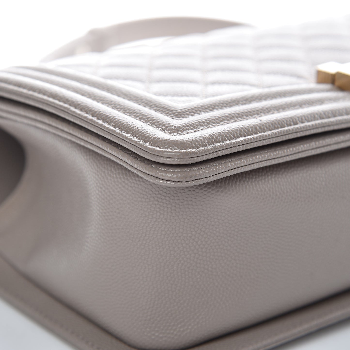 Caviar Quilted Medium Boy Flap Dark Beige