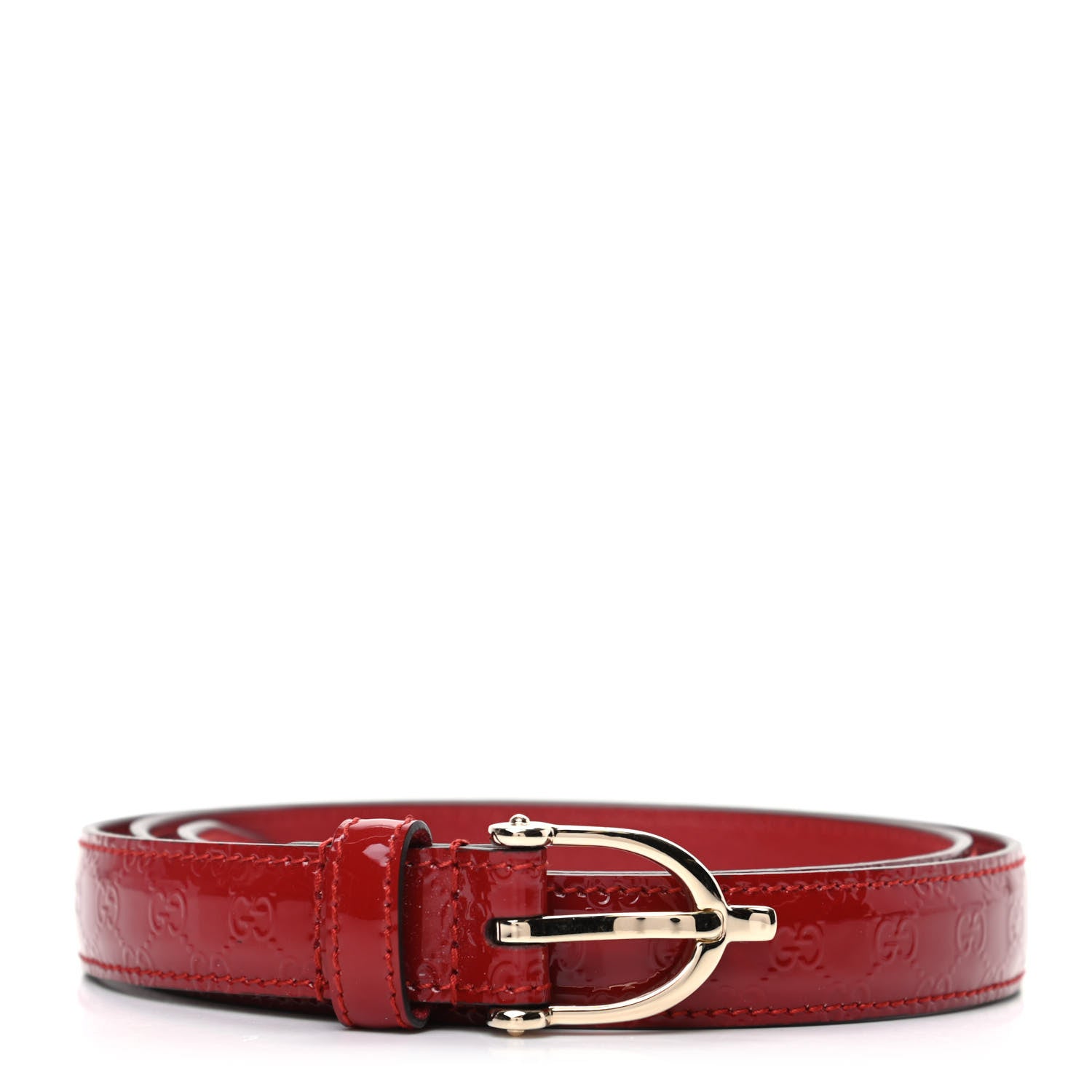 Gucci Patent Guccissima Belt 80 32 Red 1 of 5