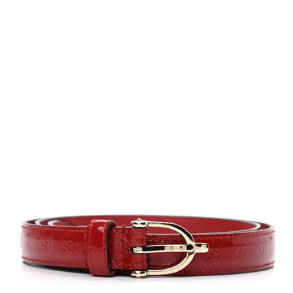 Gucci Patent Guccissima Belt 80 32 Red 1 of 5