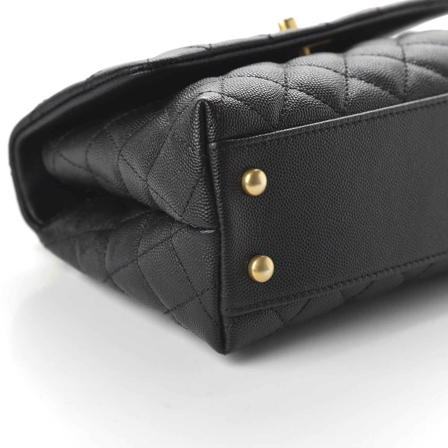 Caviar Lizard Quilted Mini Coco Handle Flap Black