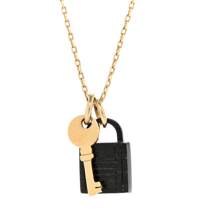 Hermes Permabrass Buffalo Horn Amulette Padlock PM Pendant Necklace 4 of 7